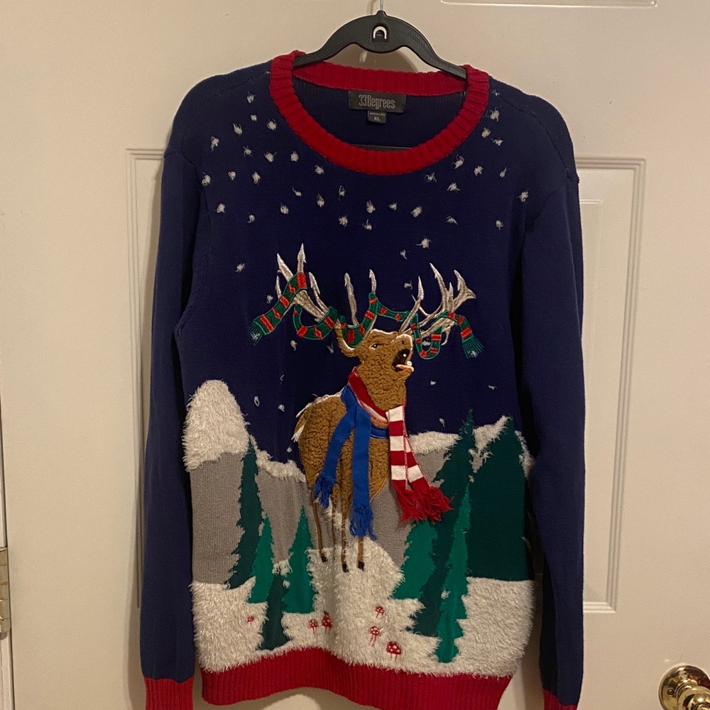Festive Navy Reindeer Sweater